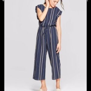 Universal Thread Blue and White Wide Leg Jumpsuit